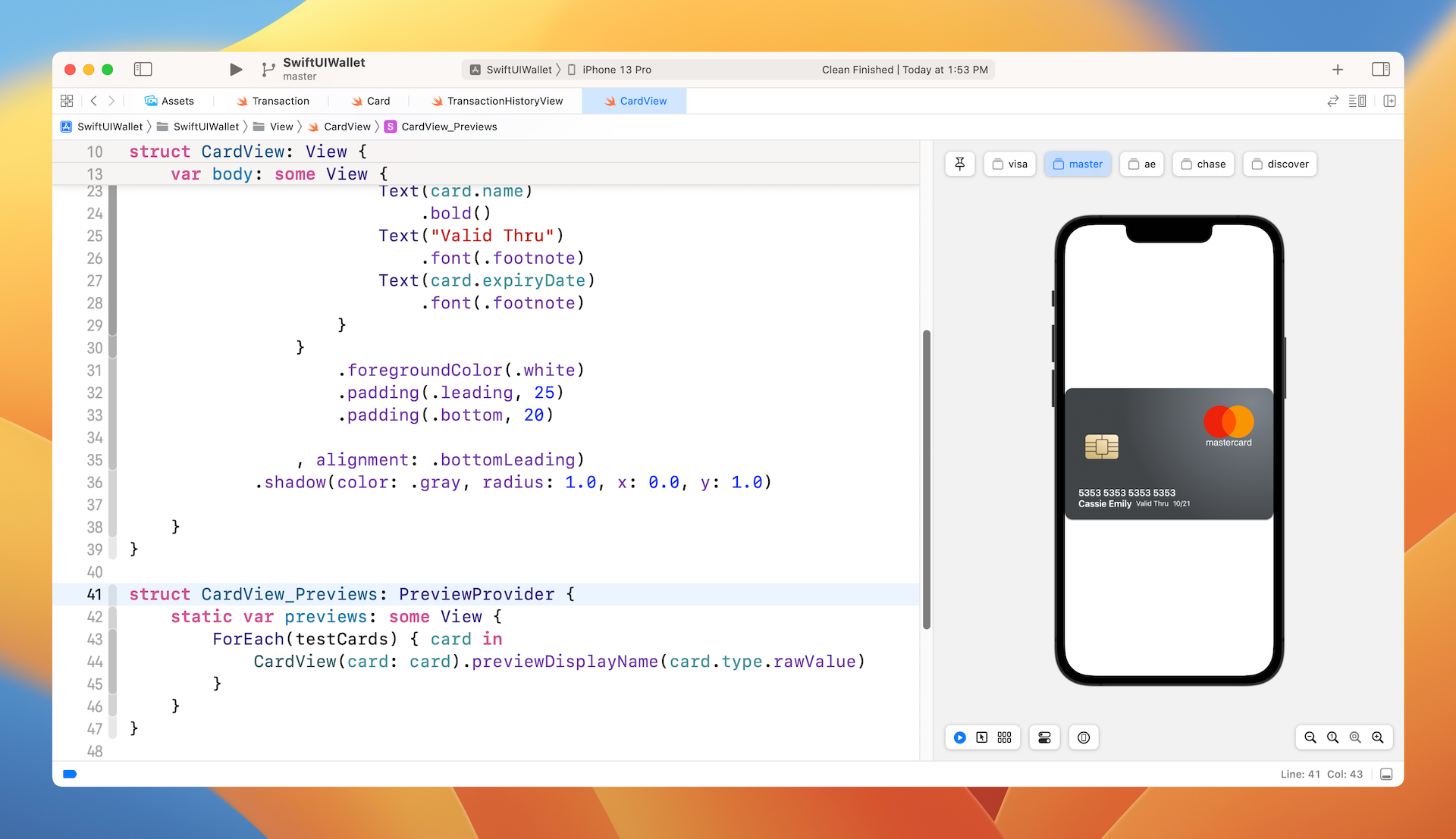 Figure 5. Previewing the card views